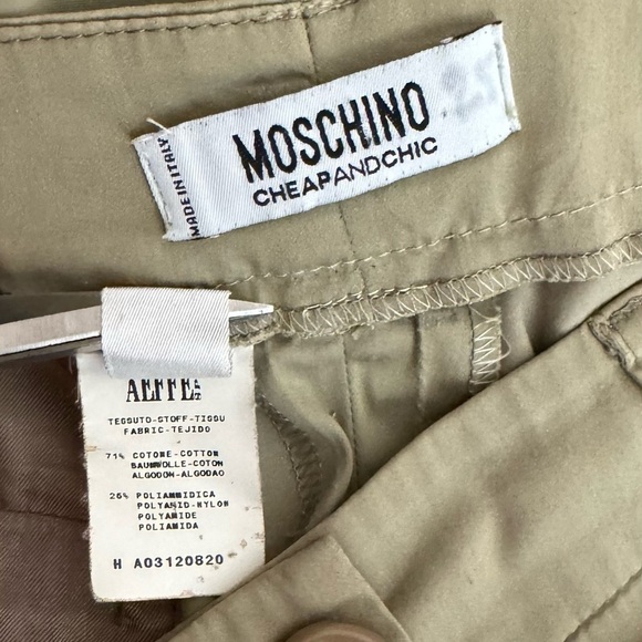 Moschino Cheapandchic | Khaki Straight Leg Pants Front Pleat Low Rise Button Zip - Picture 6 of 10